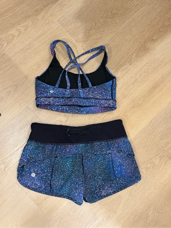 lululemon athletica Pants - Lululemon Galaxy Print Sports Bra & Short Set - Blue galaxy